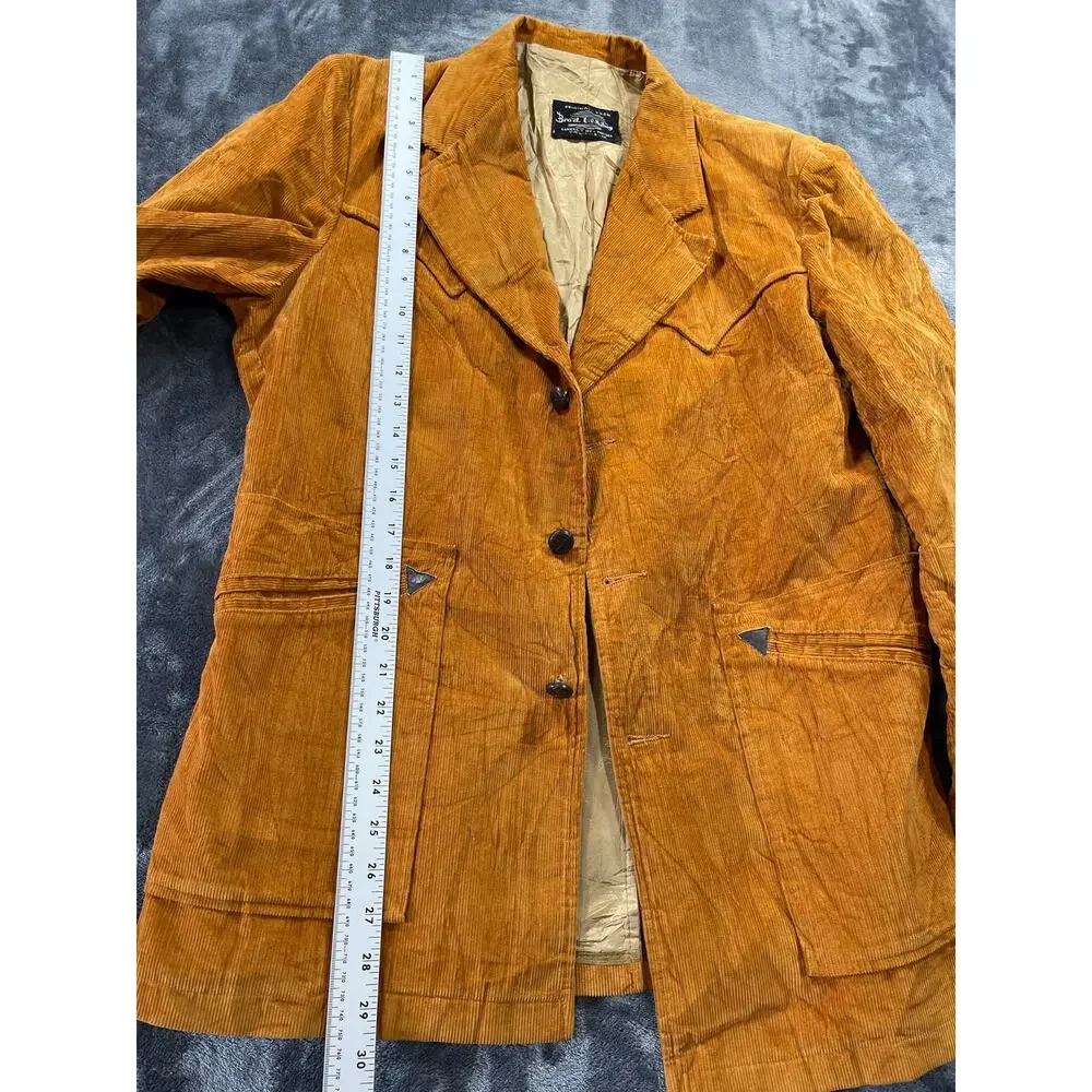 Vintage 70s  Corduroy Western Blazer Jacket Brad Whitney Mens Medium 38 40 Rust
